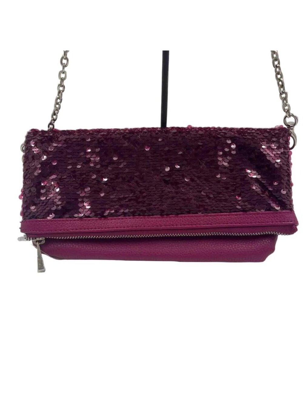 THIRTY ONE Magenta Vegan Leather & Sequin Crossbody w/Flap Front